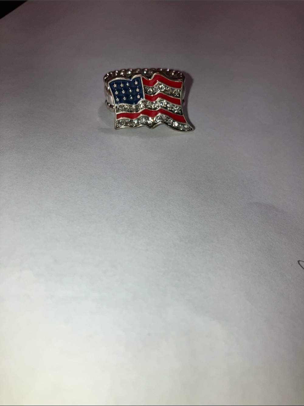 Rhinestone American Flag Stretch Ring - Red, White & Blue - Picture 3 of 3